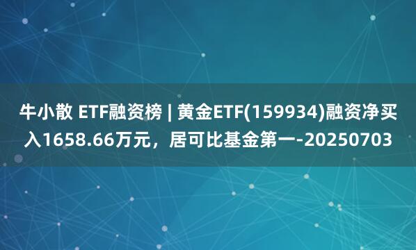 牛小散 ETF融资榜 | 黄金ETF(159934)融资净买入1658.66万元，居可比基金第一-20250703